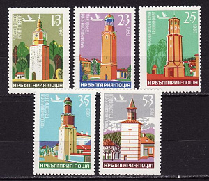 Болгария _, 1980, Архитектура, Туризм, Башни с часами, Самолет, Авиапочта, 5 марок
